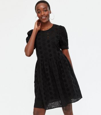 Black broderie Mini Dress